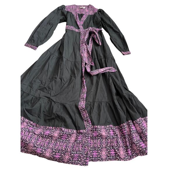 Allison New York Madison Full Wrap Black & Purple Maxi‎ Dress Size Medium - Picture 8 of 14